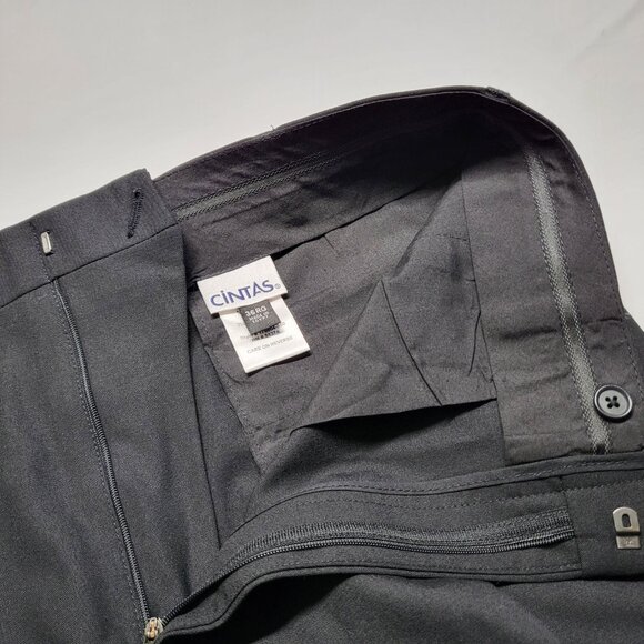 Cintas Mens Dress Pants 36 X 31  Wool Blend Washable Preppy Executive Black - Picture 6 of 14